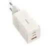 Ładowarka sieciowa Baseus GaN5 2x USB-C + USB 65W + kabel 1m Biały