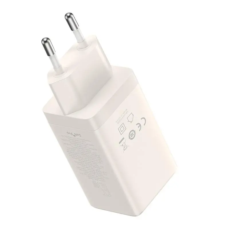 Ładowarka sieciowa Baseus GaN5 2x USB-C + USB 65W + kabel 1m Biały