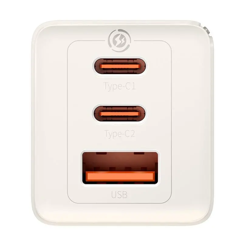 Ładowarka sieciowa Baseus GaN5 2x USB-C + USB 65W + kabel 1m Biały
