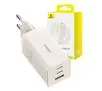 Ładowarka sieciowa Baseus GaN5 2x USB-C + USB 65W + kabel 1m Biały