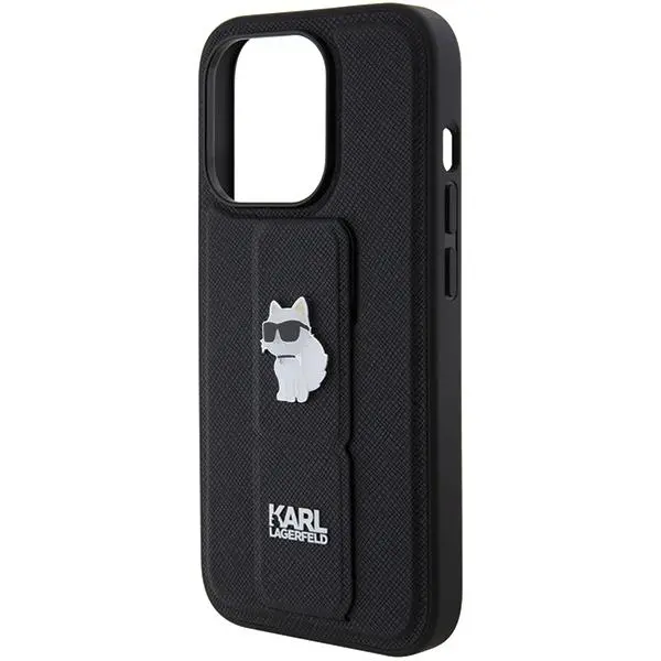 Etui Karl Lagerfeld Gripstand Saffiano Choupette Pins KLHCP14XGSACHPK do iPhone 14 Pro Max Czarny