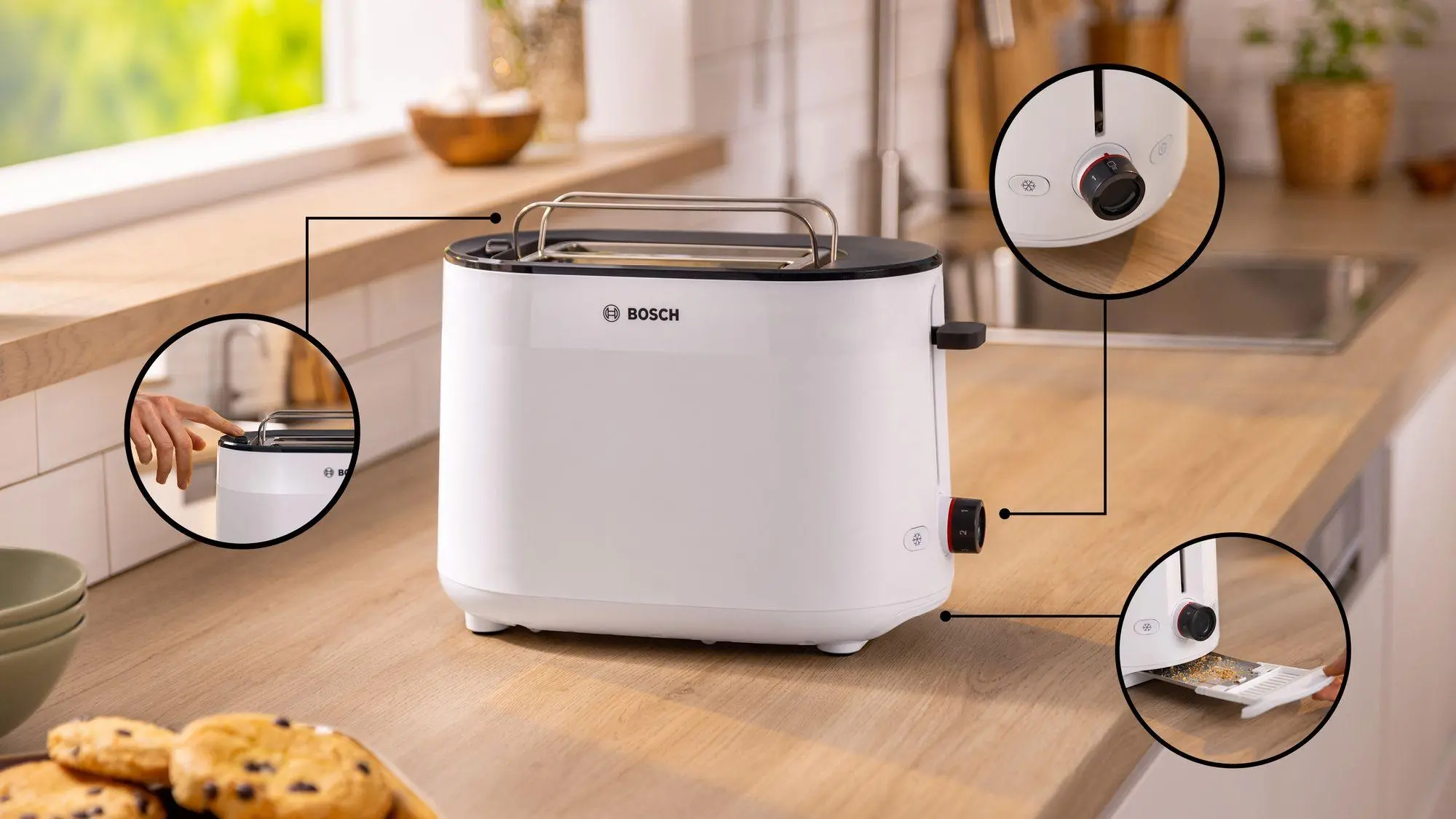 Toster Bosch TAT2M121 Ruszt do bułek Rozmrażanie 950W