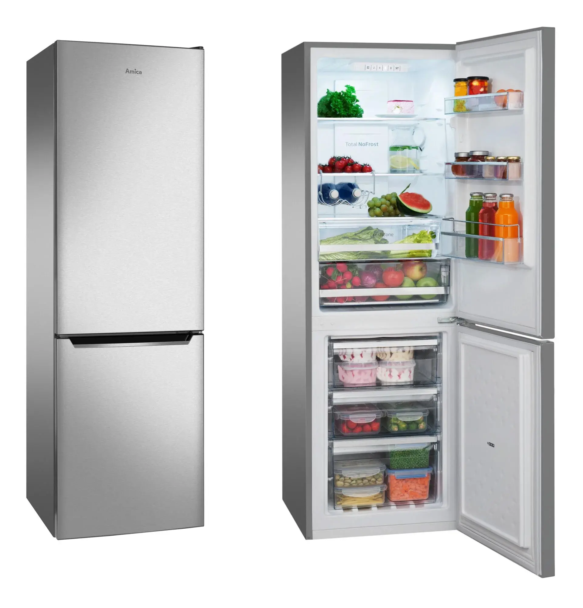 Lodówka Amica FK2695.4FTX(E) Pełny No Frost 170cm Inox