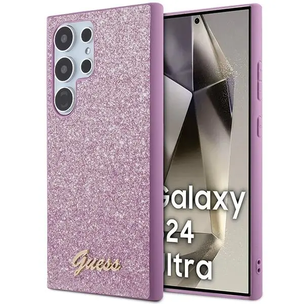Etui Guess Glitter Script GUHCS24LHGGSHU do Samsung Galaxy S24 Ultra Fioletowy