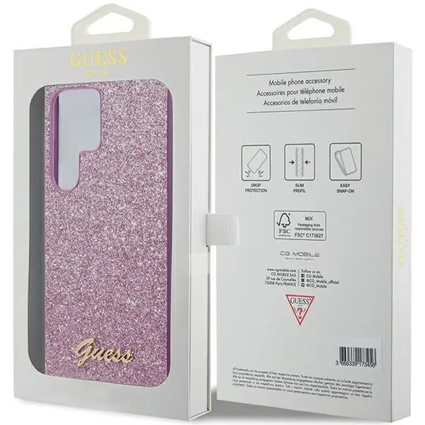 Etui Guess Glitter Script GUHCS24LHGGSHU do Samsung Galaxy S24 Ultra Fioletowy