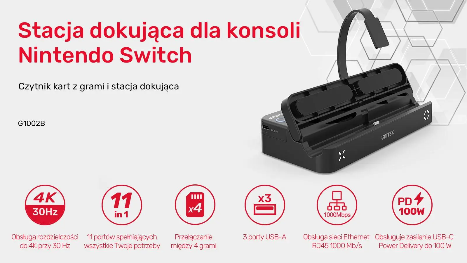 Stacja dokująca Unitek G1002B 100W 4K