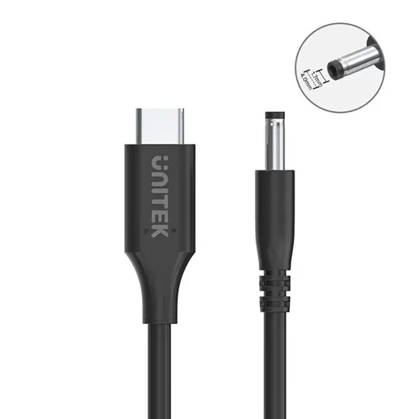 Kabel zasilający Unitek C14118BK do Lenovo 65W USB-C - DC 4,0 mm 1,8m Czarny