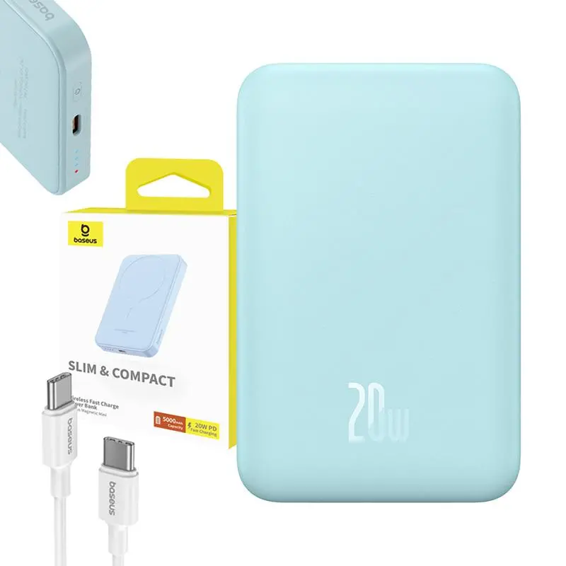 Powerbank Baseus P10022107313-00 Magnetic Mini 5000mAh 20W Niebieski