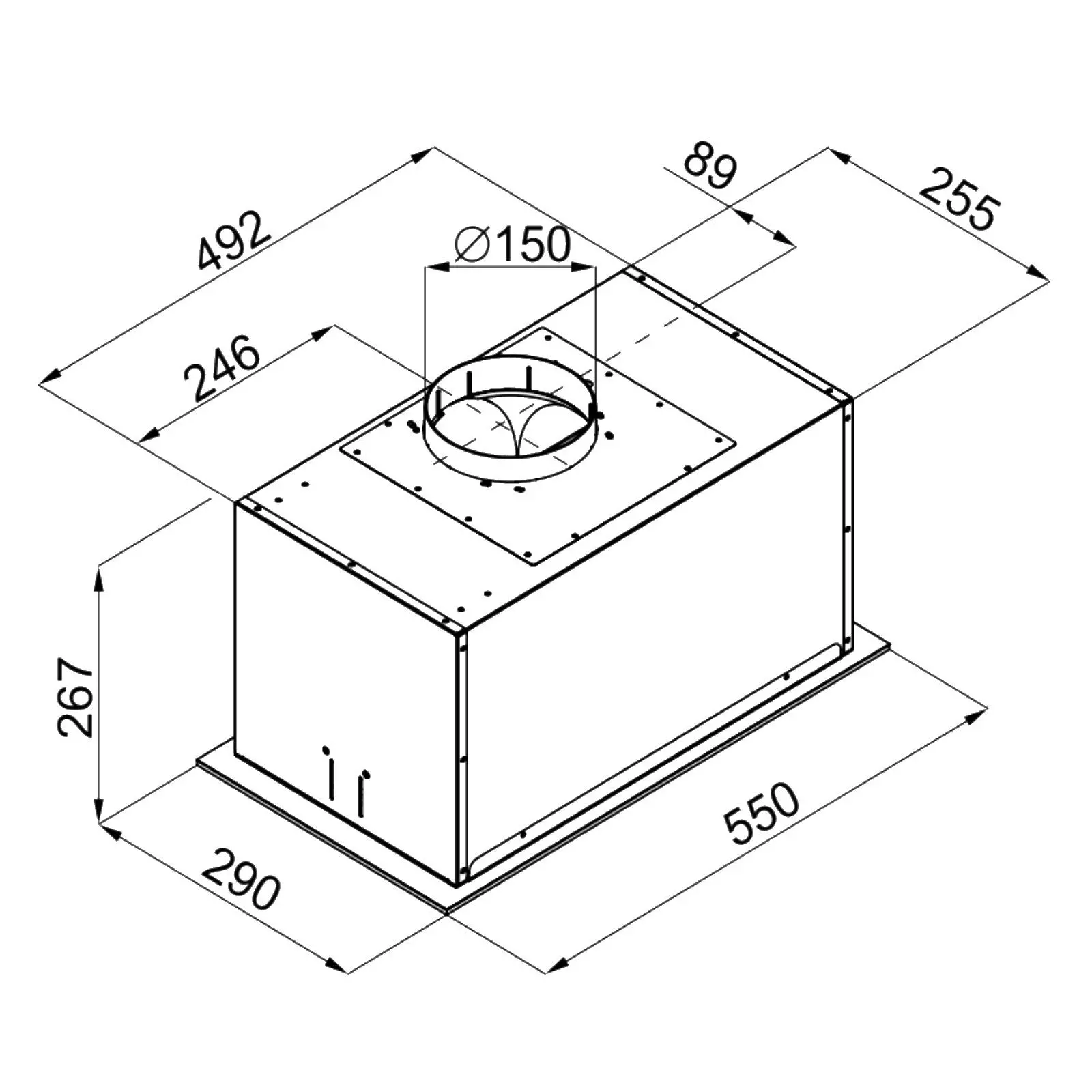 Okap VDB NOVA BOX GLASS 60 H2H Czarny