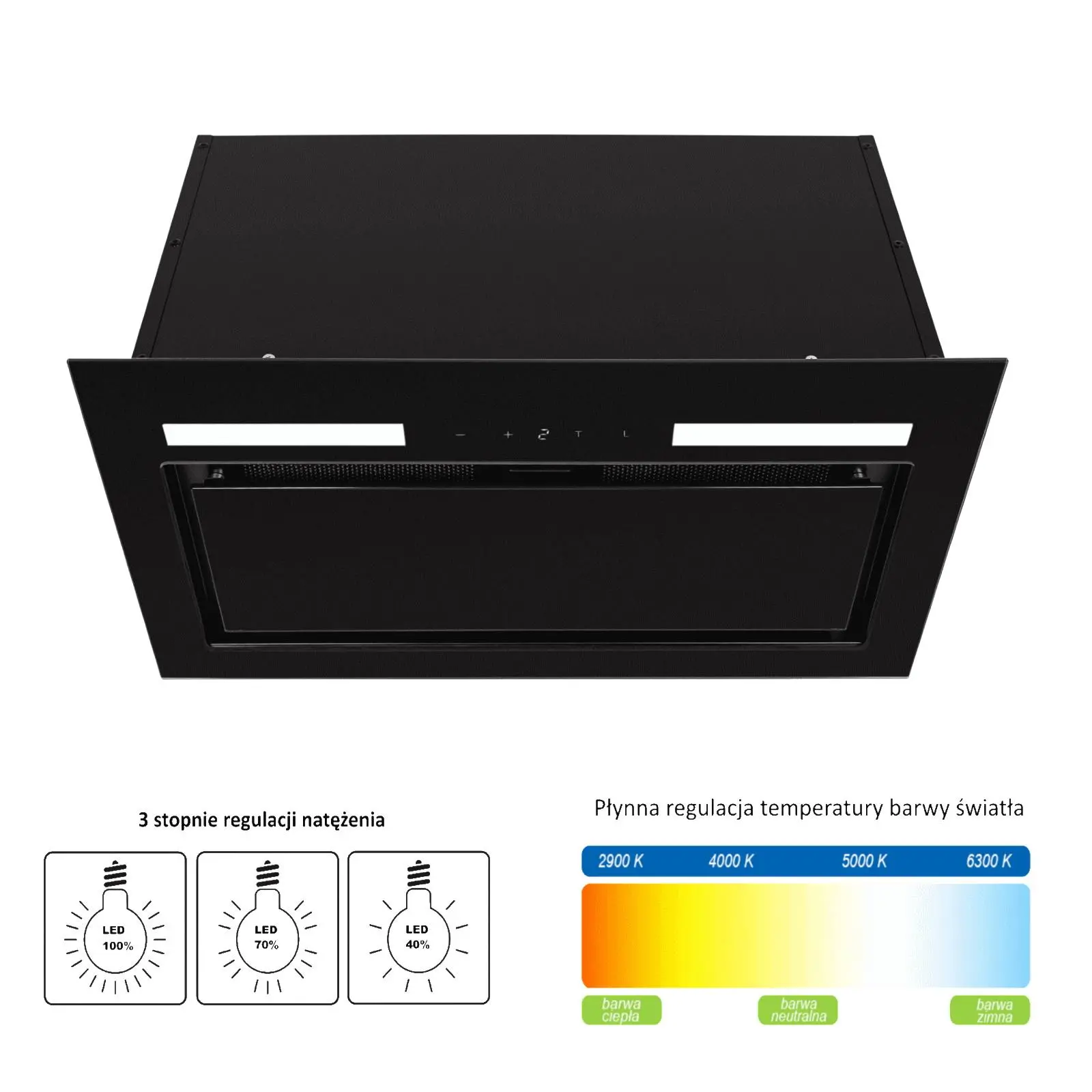 Okap VDB NOVA BOX GLASS 60 H2H Czarny