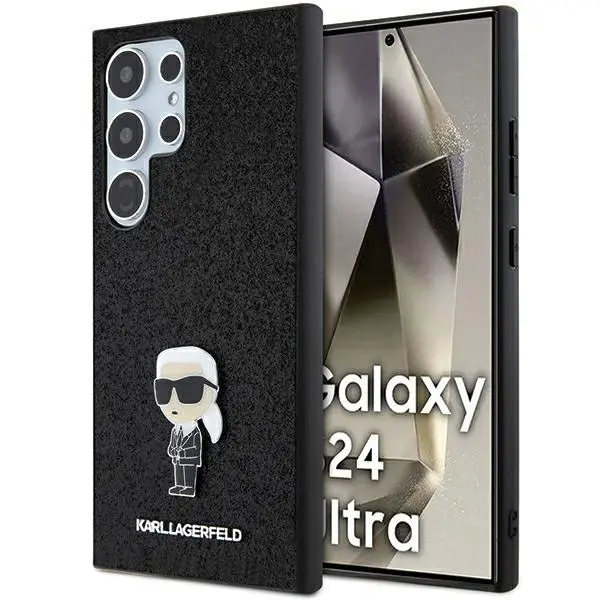 Etui Karl Lagerfeld Glitter Ikonik Logo Metal Pin do Samsung Galaxy S24 Ultra Czarny