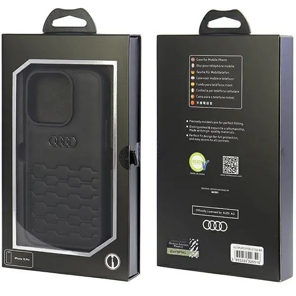 Etui AUDI GT Synthetic Leather AU-TPUPCIP15P-GT/D2-BK do iPhone 15 Pro Czarny