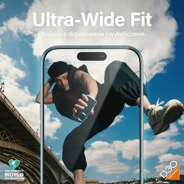 Szkło hybrydowe PanzerGlass Matrix D3O UWF iPhone 15 Pro Ultra-Wide-Fit rPET Screen Protection Easy Aligner Included