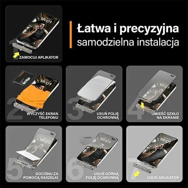 Szkło hybrydowe PanzerGlass Matrix D3O UWF iPhone 15 Pro Ultra-Wide-Fit rPET Screen Protection Easy Aligner Included