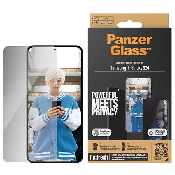 Szkło hartowane PanzerGlass Ultra-Wide Fit Samsung Galaxy S24 S921 Privacy Screen Protection Easy Aligner Included