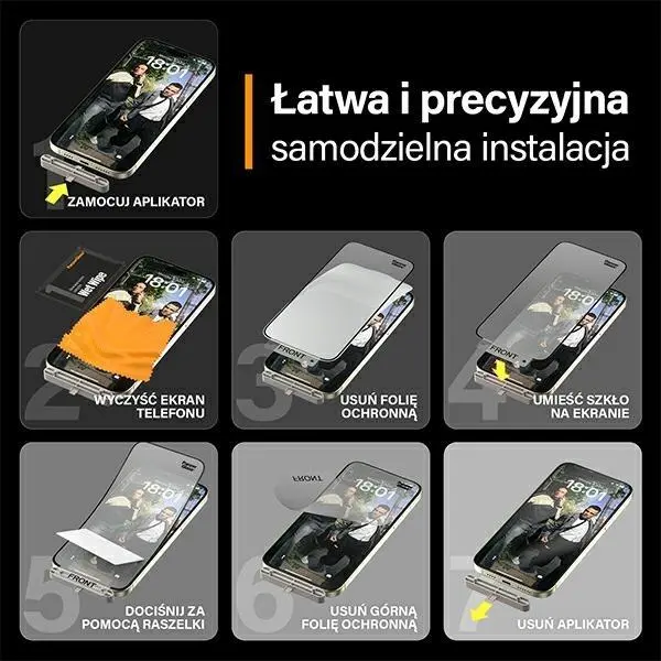 Szkło hybrydowe PanzerGlass Matrix D3O UWF iPhone 15 Plus Ultra-Wide-Fit rPET Screen Protection Easy Aligner Included