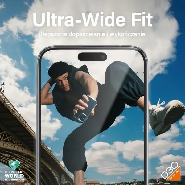 Szkło hybrydowe PanzerGlass Matrix D3O UWF iPhone 15 Plus Ultra-Wide-Fit rPET Screen Protection Easy Aligner Included