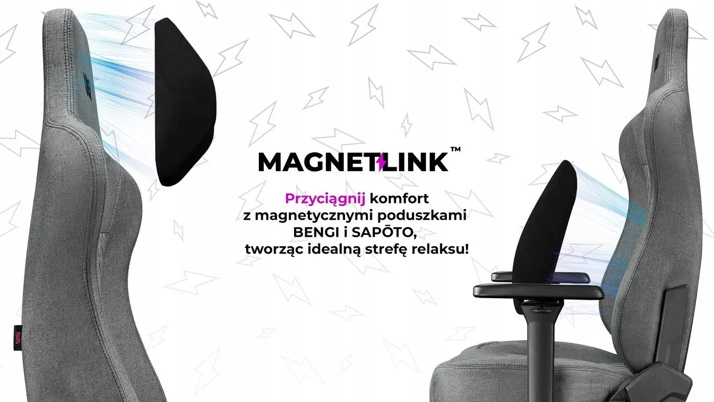 Fotel Yumisu 2053 Magnetic Materiał Biurowy do 150kg Tkanina Jasnoszaro-czarny