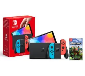 Konsola Nintendo Switch OLED Czerwono-niebieski + Minecraft