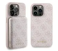Guess Zestaw do iPhone 15 Pro Max + Powerbank 5000mAh MagSafe 4G Metal Logo Różowy