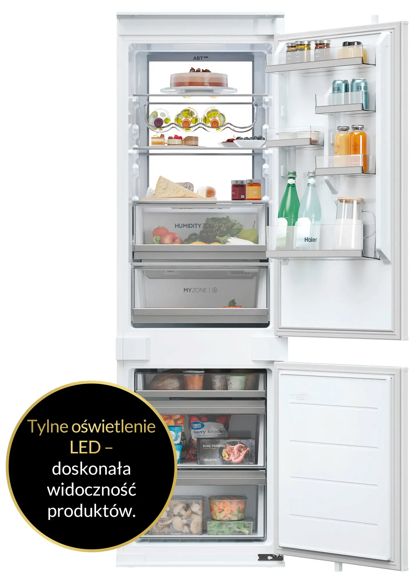 Lodówka Haier ID Seria 6 HBW7518DT Pełny No Frost 177,2cm Szuflada z kontrolą wilgotności