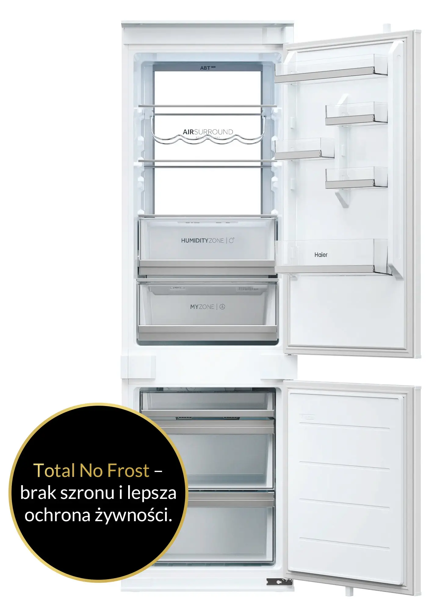Lodówka Haier ID Seria 6 HBW7518DT Pełny No Frost 177,2cm Szuflada z kontrolą wilgotności