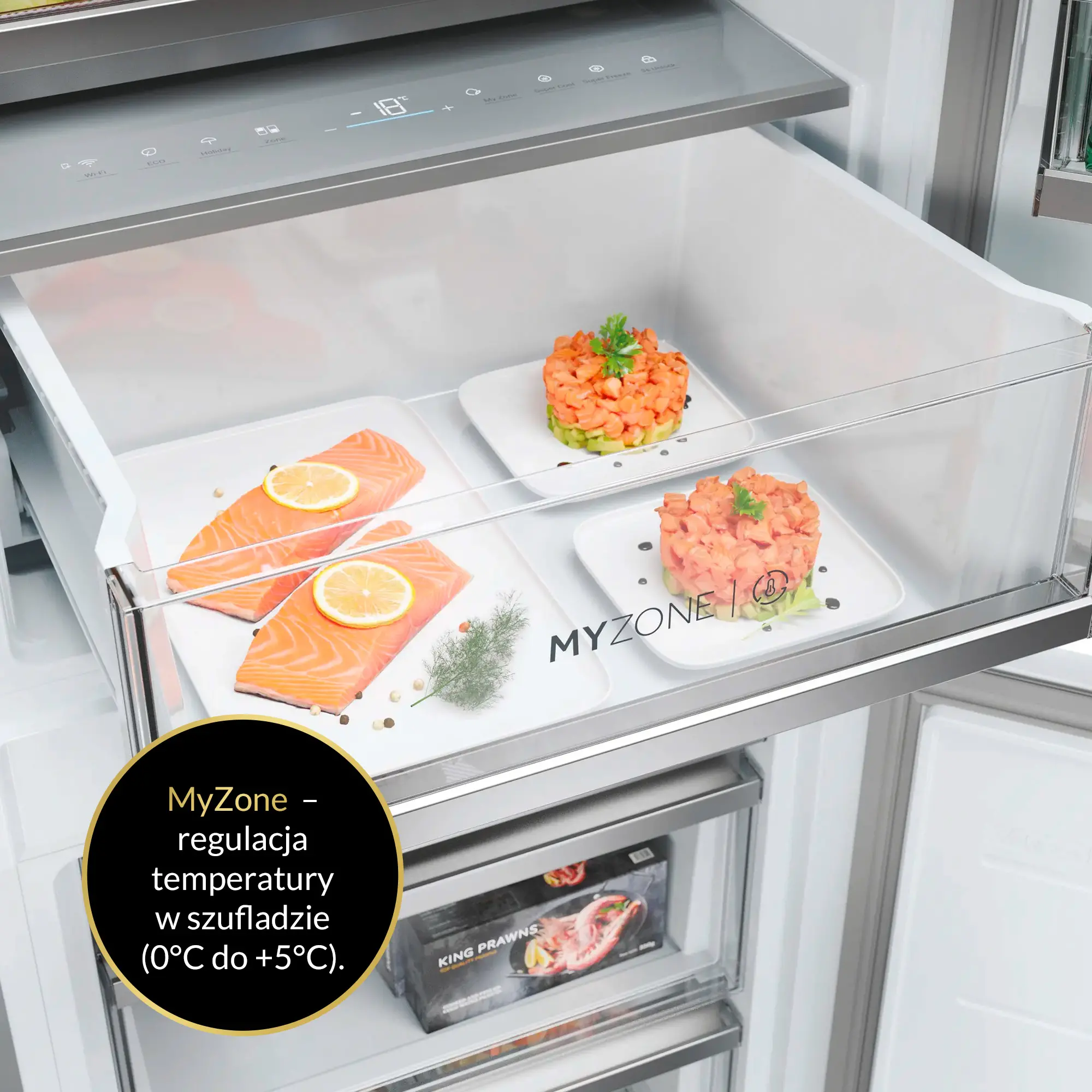Lodówka Haier ID Seria 6 HBW7518DT Pełny No Frost 177,2cm Szuflada z kontrolą wilgotności