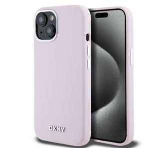 Etui DKNY Liquid Silicone Small Metal Logo MagSafe do iPhone 15 Plus Różowy