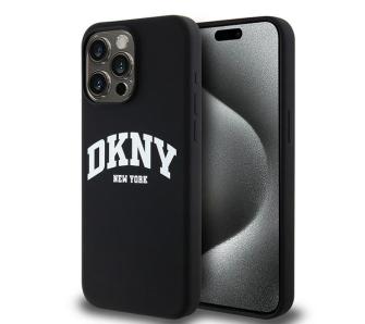 Etui DKNY Liquid Silicone White Printed Logo MagSafe do iPhone 15 Pro Max Czarny