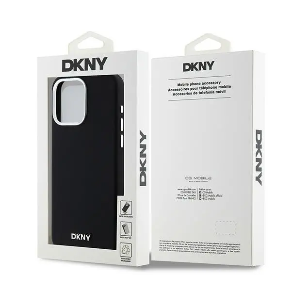 Etui DKNY Hardcase Liquid Silicone Small Metal Logo MagSafe do iPhone 15 Pro Max Czarny