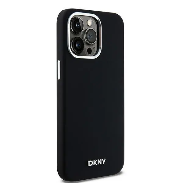Etui DKNY Hardcase Liquid Silicone Small Metal Logo MagSafe do iPhone 15 Pro Max Czarny