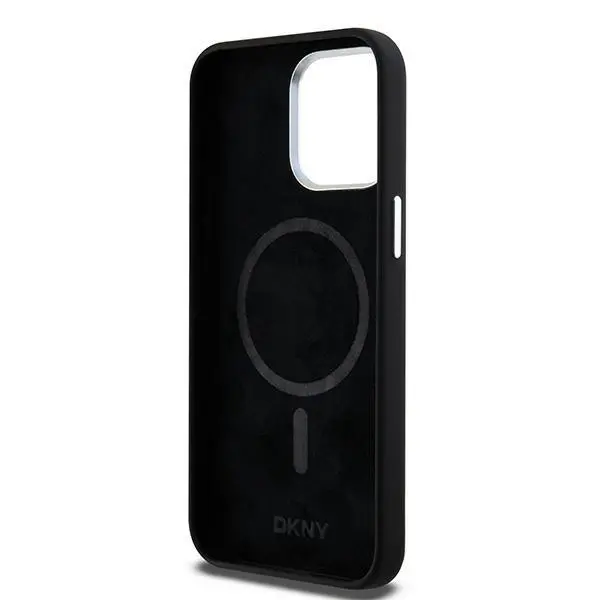 Etui DKNY Hardcase Liquid Silicone Small Metal Logo MagSafe do iPhone 15 Pro Max Czarny