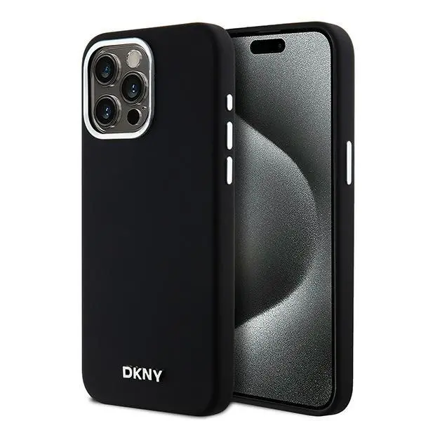 Etui DKNY Hardcase Liquid Silicone Small Metal Logo MagSafe do iPhone 15 Pro Max Czarny