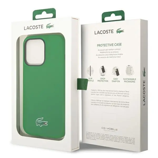 Etui Lacoste LCHMP15XSLON Hardcase Silicone MagSafe do iPhone 15 Pro Max Zielony