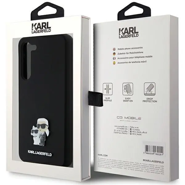 Etui Karl Lagerfeld Hardcase Silicone Karl&Choupette Metal Pin do Samsung Galaxy S24+ Czarny