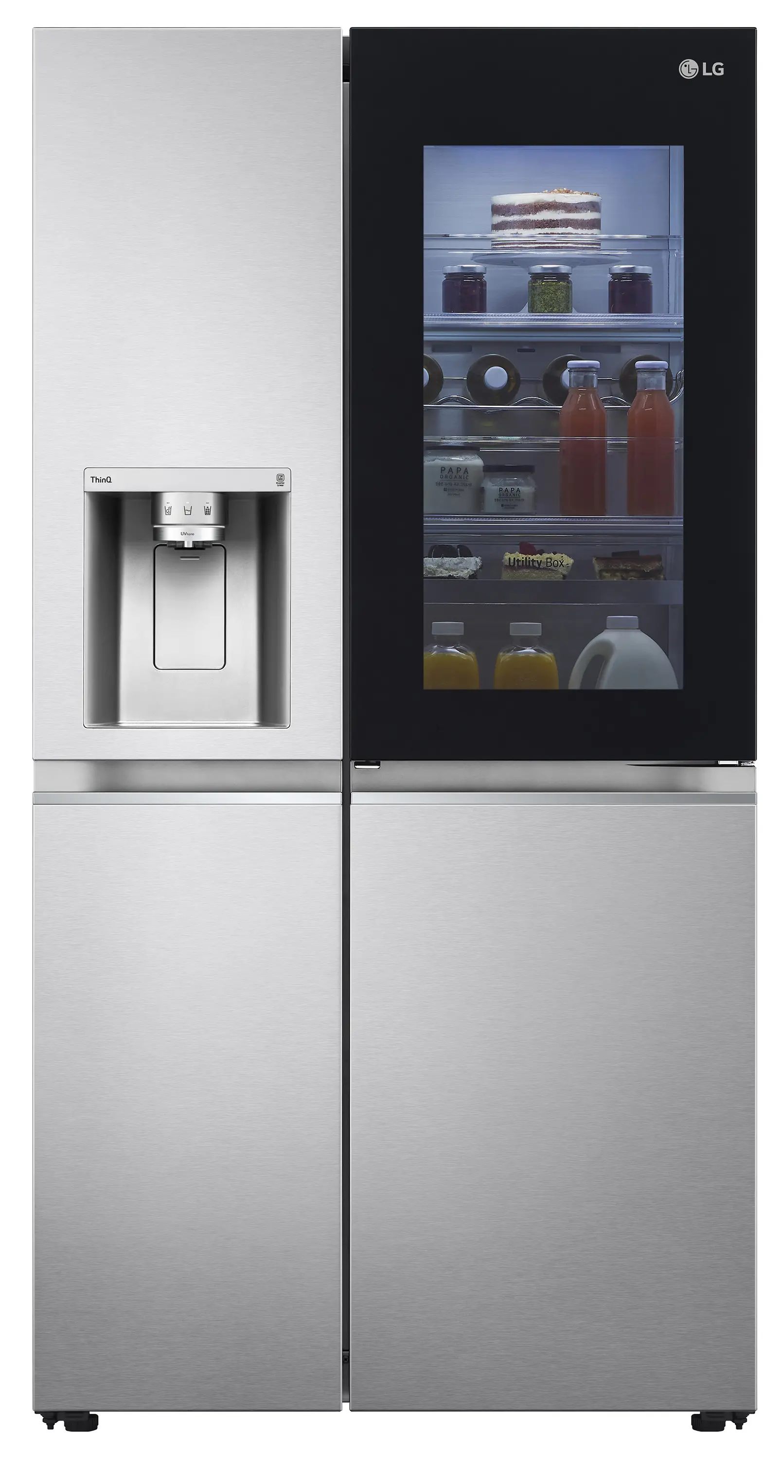 Lodówka LG InstaView GSXV90BSAE Pełny No Frost 179cm Dystrybutor wody Zdalne sterowanie Stalowy