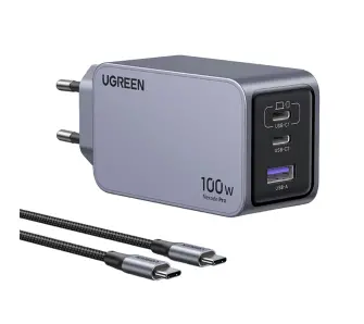 Ładowarka sieciowa UGREEN 25874 Nexode Pro 100W GaN USB + 2x USB-C Szary