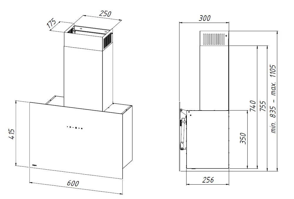 Okap Akpo WK-9 Fallon 60 Czarny