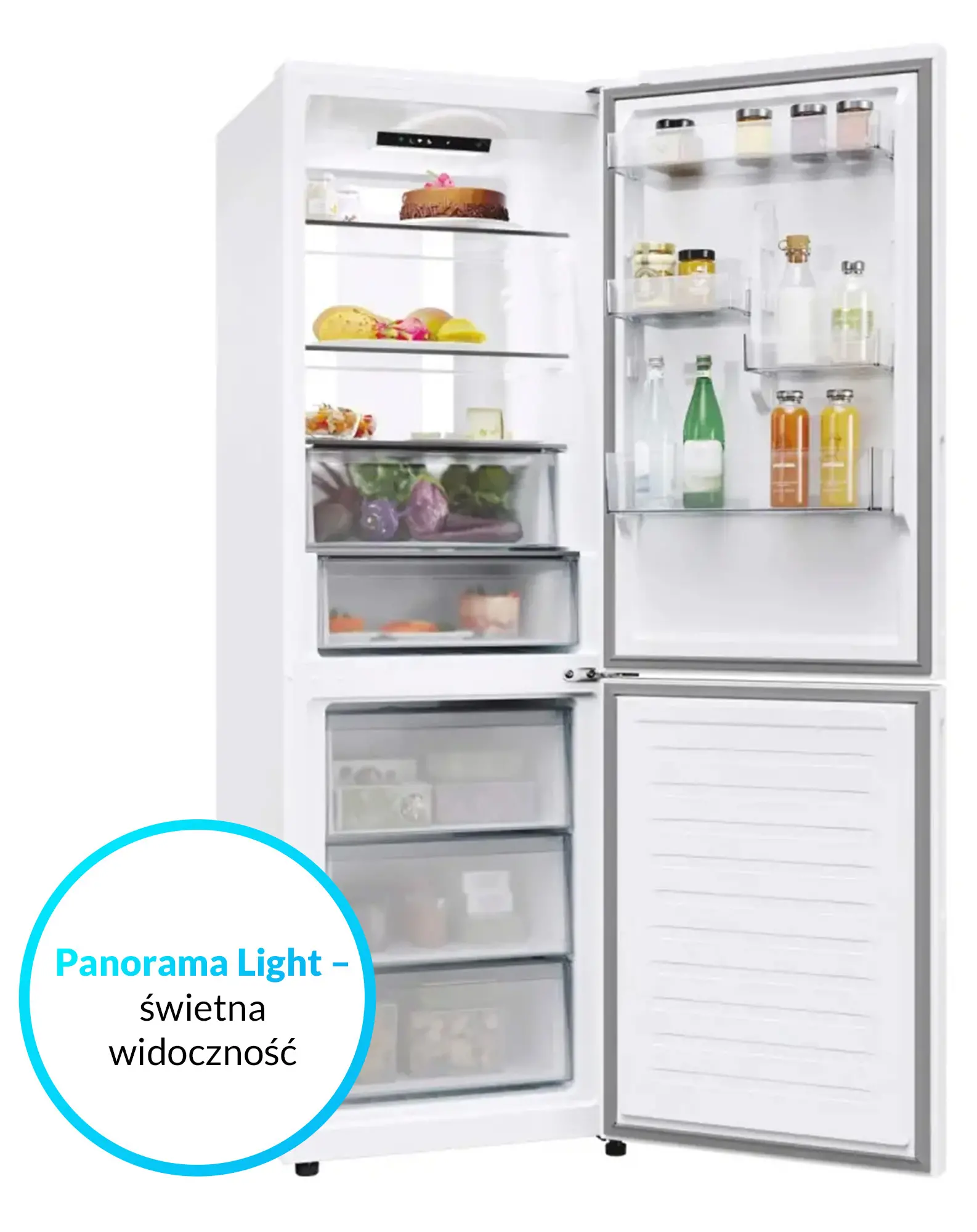 Lodówka Candy Fresco 500 CNCQ4T618EW Pełny No Frost 185cm Komora świeżości Zdalne sterowanie Biały