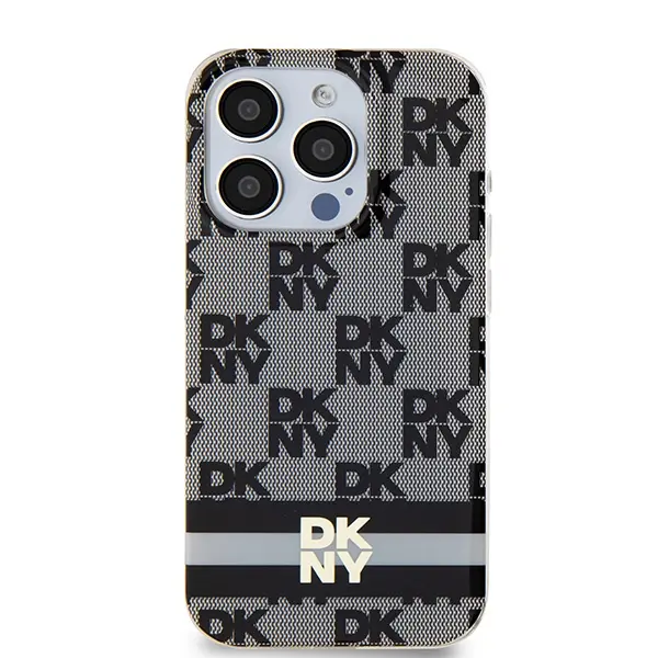 Etui DKNY IML Checkered Mono Pattern & Printed Stripes MagSafe do iPhone 15 Pro Max Czarny