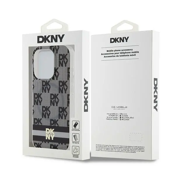 Etui DKNY IML Checkered Mono Pattern & Printed Stripes MagSafe do iPhone 15 Pro Max Czarny