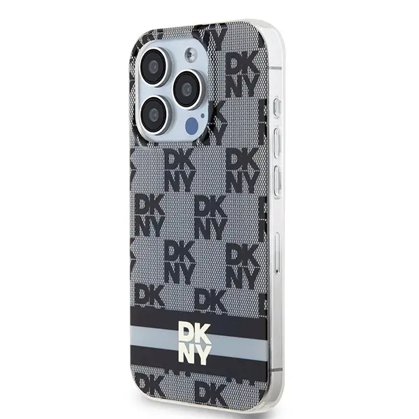 Etui DKNY IML Checkered Mono Pattern & Printed Stripes MagSafe do iPhone 15 Pro Max Czarny