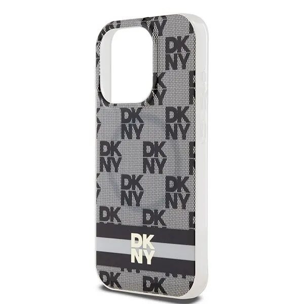 Etui DKNY IML Checkered Mono Pattern & Printed Stripes MagSafe do iPhone 15 Pro Max Czarny