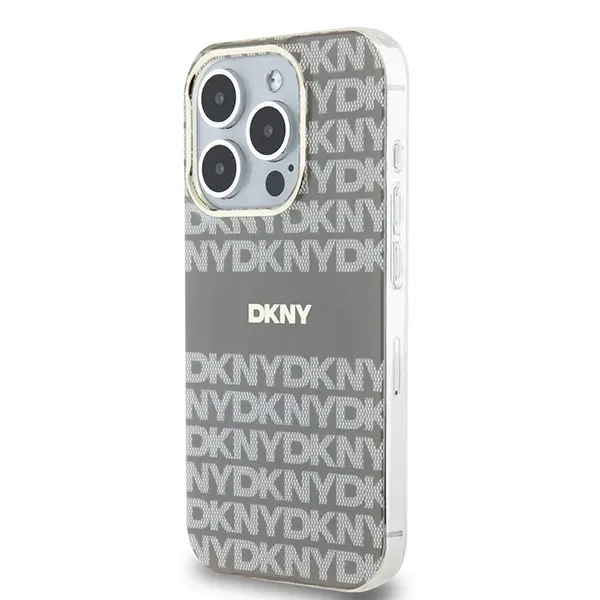 Etui DKNY IML Mono & Stripe MagSafe do iPhone 15 Pro Max Beżowy