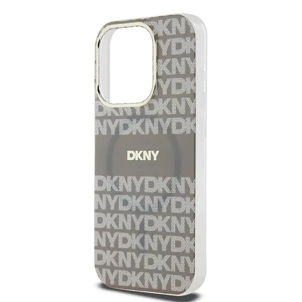 Etui DKNY IML Mono & Stripe MagSafe do iPhone 15 Pro Max Beżowy