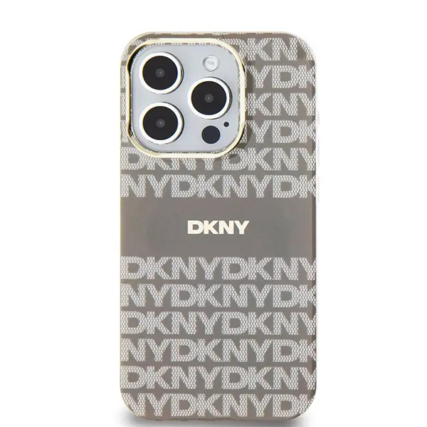 Etui DKNY IML Mono & Stripe MagSafe do iPhone 15 Pro Max Beżowy