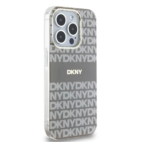 Etui DKNY IML Mono & Stripe MagSafe do iPhone 15 Pro Max Beżowy
