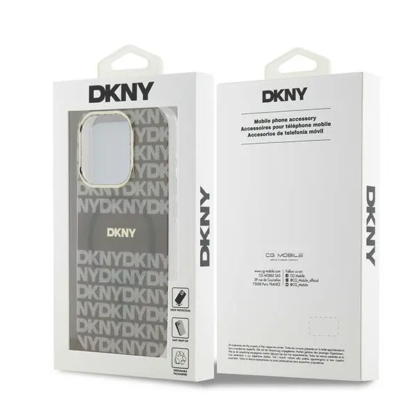 Etui DKNY IML Mono & Stripe MagSafe do iPhone 15 Pro Max Beżowy