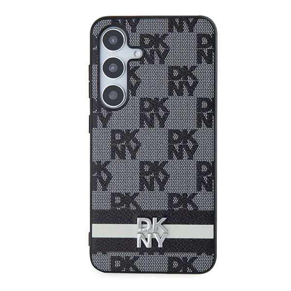 Etui DKNY Leather Checkered Mono Pattern & Printed Stripes do Samsung Galaxy S24 Ultra Czarny