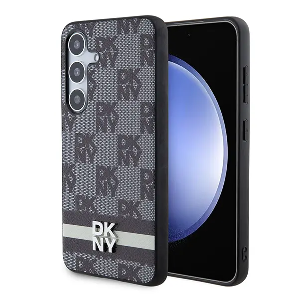 Etui DKNY Leather Checkered Mono Pattern & Printed Stripes do Samsung Galaxy S24 Ultra Czarny